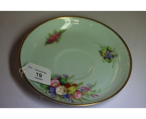 Royal Worcester saucer with well painted flowers, date code for 1891, good condition