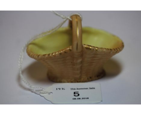 Royal Worcester 'Blush Ivory' miniature basket, date code for 1897, good condition