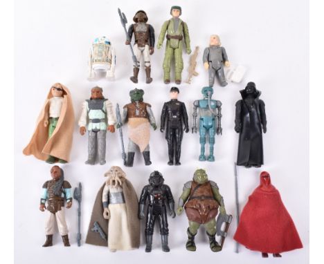 Selection of Vintage Star Wars Figures, some complete with original weapons / accessories. Including Darth Vader, Lando Skiff