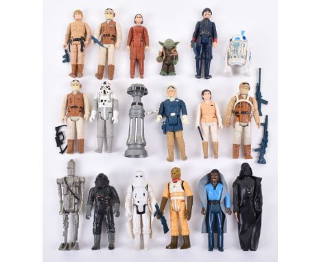 Eighteen Loose 1st /2nd &amp; 3rd Wave Vintage Star Wars Figures, Darth Vader, standard lightsabre with cape, Bossk bounty hu