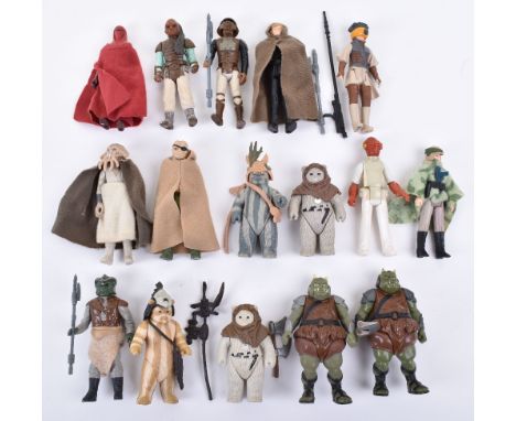 Sixteen  Loose 1980’s 1st /2nd &amp; 3rd Wave Vintage Star Wars Figures, Admiral Ackbar,  Lando Calrissian Skiff guard, 2 x C