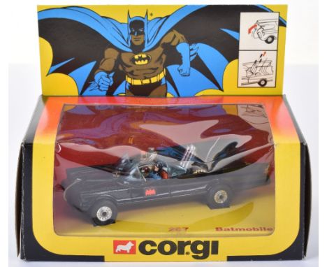 Scarce late issue Corgi Toys 267 Rocket Firing Batmobile, black gloss body ,blue tinted windscreen, with "Batman &amp; Robin"