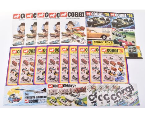 Quantity Of Corgi Toys Catalogues, 1967-68 UK 48 page catalogue,1969 Switzerland seven fold leaflet, 1973 40 page German cata