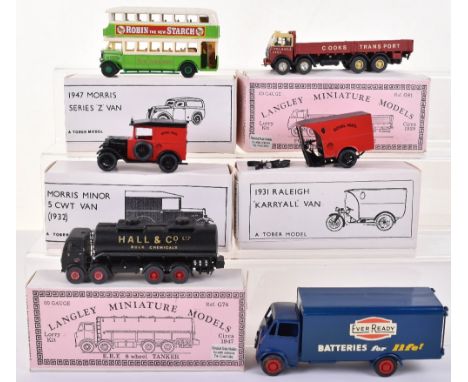 Five Handbuilt Models,Langley miniature models ERF 8 Wheel Tanker ‘Hall and Co, Foden D.G. 6/15 Dropside lorry, ‘Cooks Transp