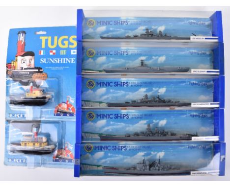 Five Triang Minic Ships. By Hornby 1:1200 scale,M741 HMS Vanguard,  M743 USS Missouri,M744 IJN Yamato, M745 KM Scharnhorst, M