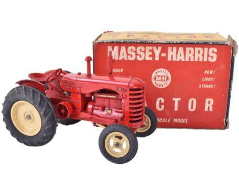 Early Lesney Products Large Scale Massey-Harris 745 Tractor, red body, cream wheel hubs, black rubber tyres, complete with ex