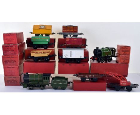 Hornby Trains 0 gauge locomotives and rolling stock, boxed 101 LNER 0-4-0 tank engine, unboxed 0-4-0 LNER engine 1842 and ten