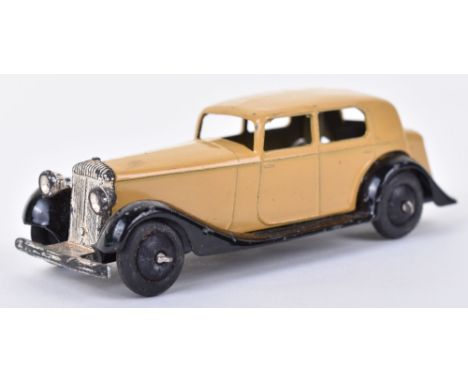 Dinky Toys 30c Daimler, circa 1940, light tan body, black open chassis, black smooth wheel hubs, in very good original condit