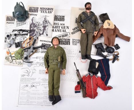 Vintage Action Man Mission Texas, Special Commando, on original flocked hair doll, Secret mission to Dragon Island outfit, wi