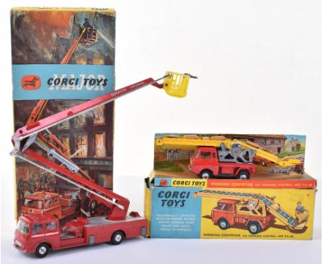 Two Boxed Corgi Toys, 64 Working Conveyor on Forward Control Jeep F.C.150, red body, with figure and sacks,1127 Simon Snorkel