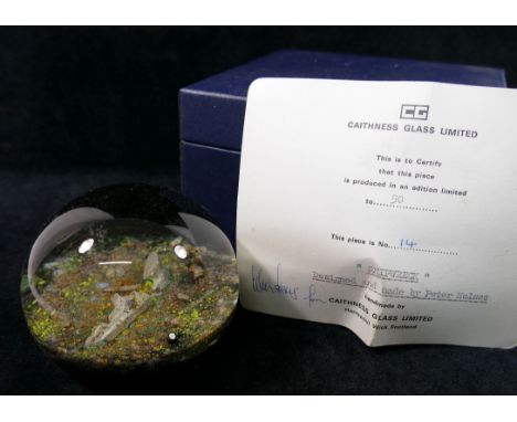A limited edition Caithness glass paperweight, 'Shipwreck', by Peter Holmes, with certificate numbered 14/50, boxed   CONDITI