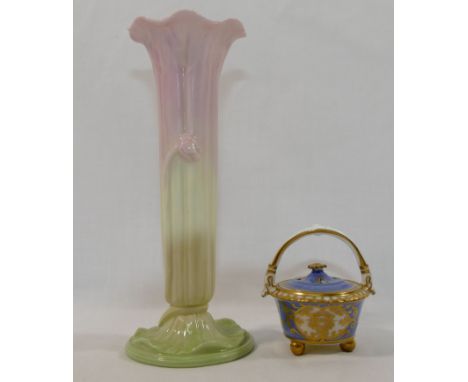 A Regency porcelain miniature pot pourri jar, with blue ground and gilt decoration, possibly by H & R Daniel, 6cm high, and a