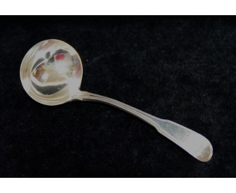 A George III silver fiddle and thread pattern sauce ladle, London 1800 by William Eley and William Fearn, 2ozt, 62.4g, 17.3cm