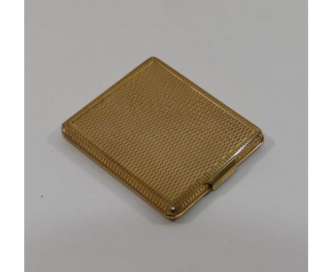 An Asprey and Co Ltd 9 carat gold match book case, London 1971, with engine turned decoration, 50g, 6cm x 53cm  - Part of a s