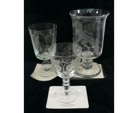 A Caithness limited edition, Royal silver wedding commemorative glass, 16.2cm high, with certificate numbered 74/500 and orig