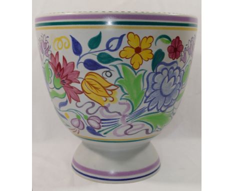 A large Poole Pottery footed vase, decorators mark to base X/BN, 22cm high   CONDITION REPORT:  If you require further images