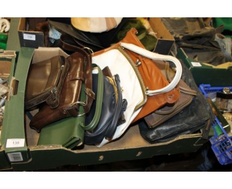 A BOX OF ASSORTED VINTAGE HANDBAGS TO INC 1940S & 1950S ERA EXAMPLES