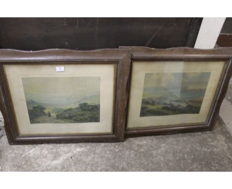 A PAIR OF COLOURED PRINTS BEHIND GLASS 'THE SOUND PORT - ST MARYS' AND 'ROAD TO THE SOUND ISLE OF MAN'