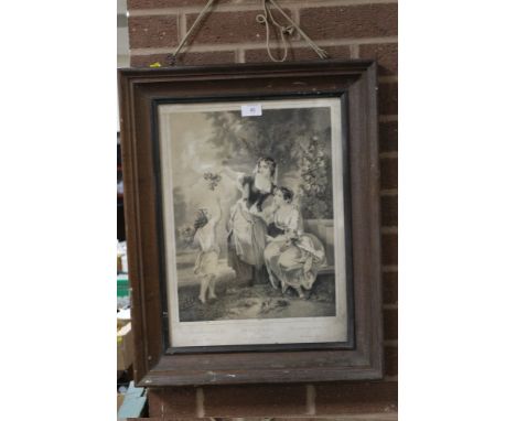 A FRAMED GERMAN LITHOGRAPH BEHIND GLASS 'THE CHERRIES OF THE MAY AS THE LUSTING BOY'
