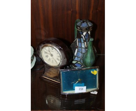 TWO RETRO CLOCKS & A TEAPOT LAMP (3)