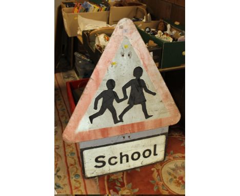 A LARGE VINTAGE SCHOOL WARNING SIGN
