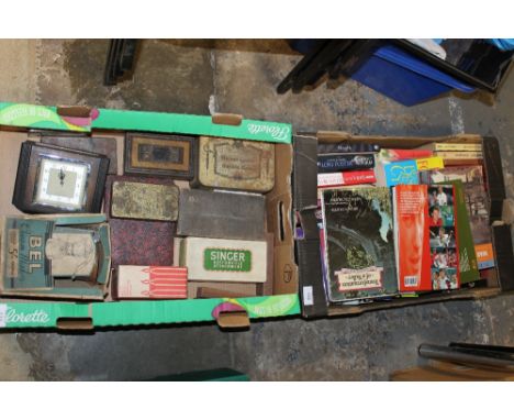 TWO BOXES OF ASSORTED VINTAGE ITEMS AND VINTAGE BOOKS