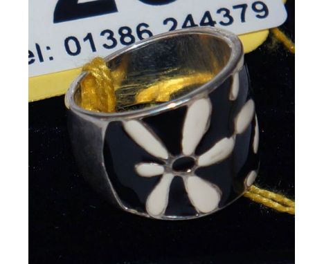 Silver & enamel ring