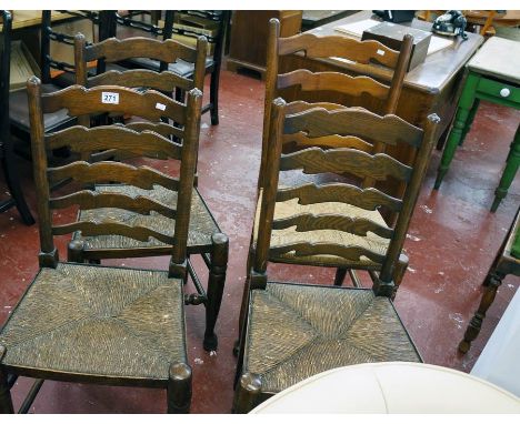 4 rush seated ladder back chairs