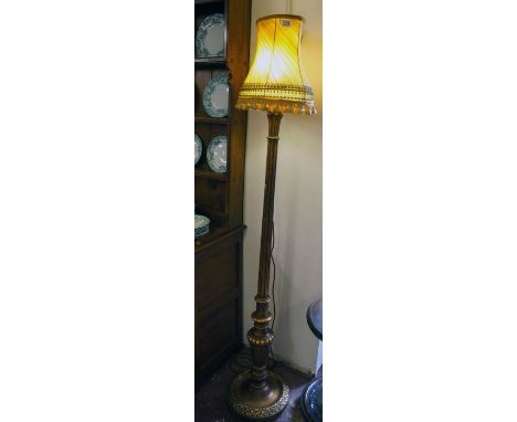 Gilt working standard lamp with shade