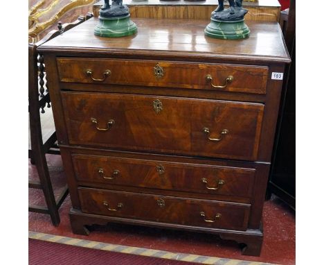 Period oak and walnut chest of 4 drawers on bracket feet