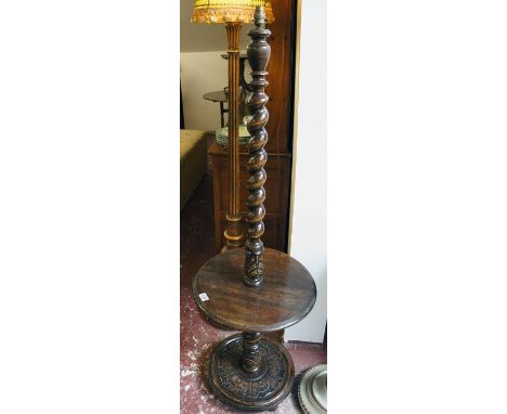 Barley twist carved standard lamp/table