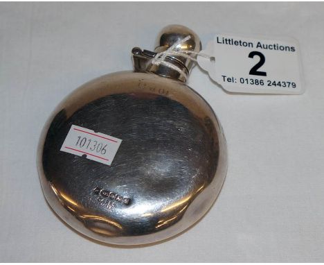 Hallmarked silver flask by Carrs - Approx 81g