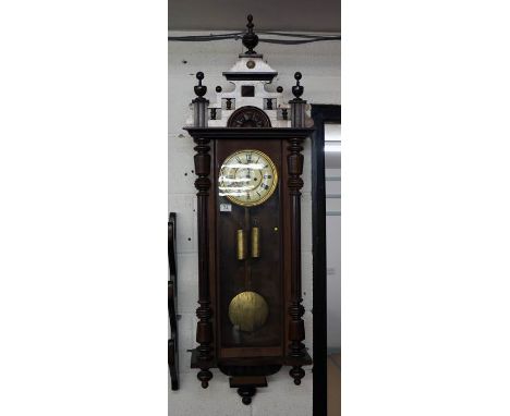 Mahogany Vienna twin weighted wall clock