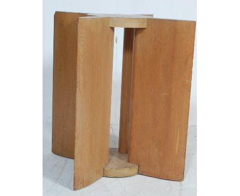 Manner of Epstein Brothers - A 1930's Art Deco oak side / occasional lamp table base of pedestal form with 4 oak keel shaped 