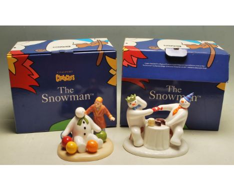 The Snowman - Coalport Characters - Two Coalport made ' The Snowman ' Christmas related ceramic figurines, to include; Pullin