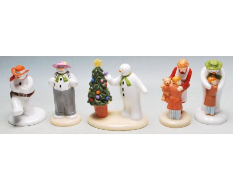The Snowman - Coalport Characters - a collection of x5 Coalport made ' The Snowman ' Christmas related ceramic figurines, to 