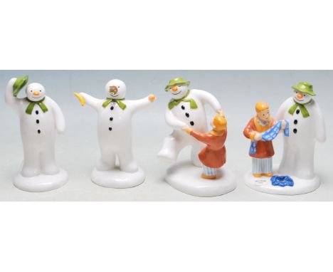 The Snowman - Coalport Characters - a collection of x4 Coalport made ' The Snowman ' Christmas related ceramic figurines, to 
