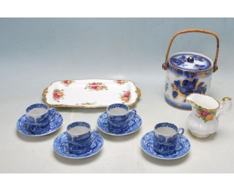 A collection of 20th century ceramic ware to include four blue and white coffee cups and saucers by Copeland Spode's, blue an