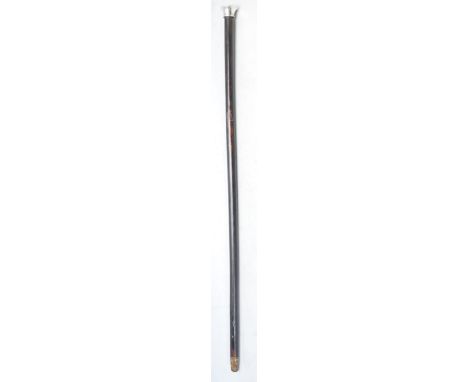 An early 20th century children’s walking cane / swagger stick having silver and tortoiseshell handle with ebonesed shaft and 