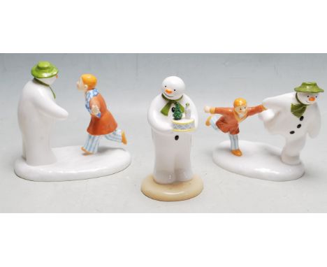 The Snowman - Coalport Characters - a collection of x3 Coalport made ' The Snowman ' Christmas related ceramic figurines, to 