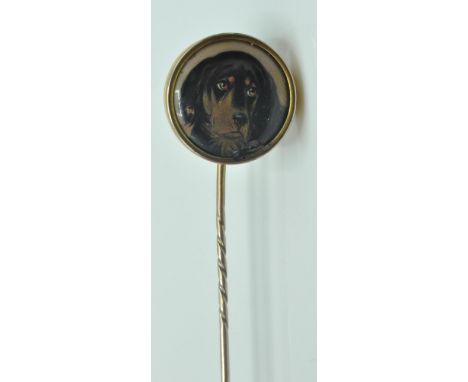 John William Bailey (1831-1914) - A rare 19th Century Victorian antique stick pin having a hand painted ceramic panel depicti