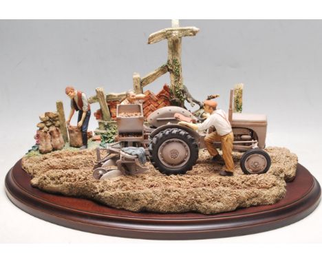 Country Artists - Farm / Tractor Interest - a charming Country Artists made limited edition resin figurine / statue ' End Of 