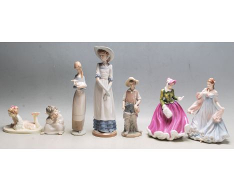 A collection of x7 vintage ceramic figurines by various makers to include; Royal Worcester CW504 All MY Heart, Royal Doulton 