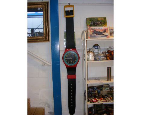 Vintage 1987 Blue Racer Swatch maxi wall clock 