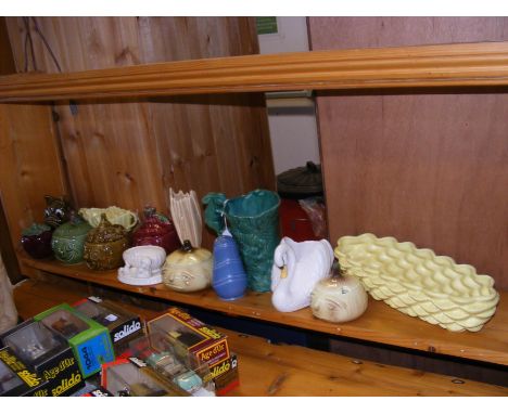 A collection of Sylvac ceramics, including novelty condiment pots 