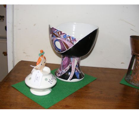 A Rye Pottery footed bowl, together with a Mabel Lucie Attwell mustard pot CONDITION REPORT In our judgement, condition of lo