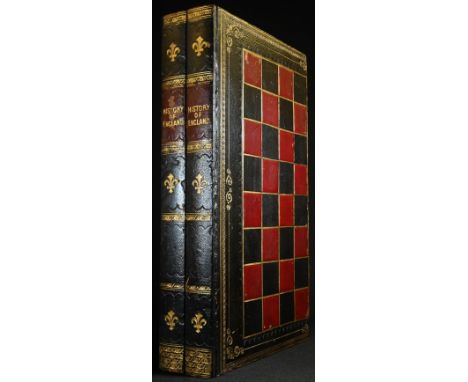 Alate Victorian tooled and gilt morocco leather novelty book shaped folding chess board, as a volume of the History of Englan