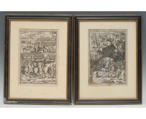 For John Harrington (1561 - 1612), a pair, Illustrations from Orlando Furiso, for the first English translation, engravings, 