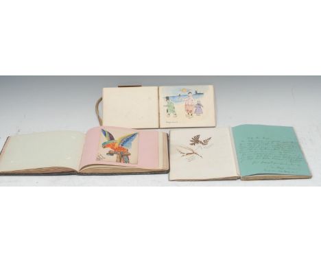 Botany, a late Victorian lady's commonplace album, A. Linacre, 1880 and onward, one leaf 'illuminated' and scrivened with the