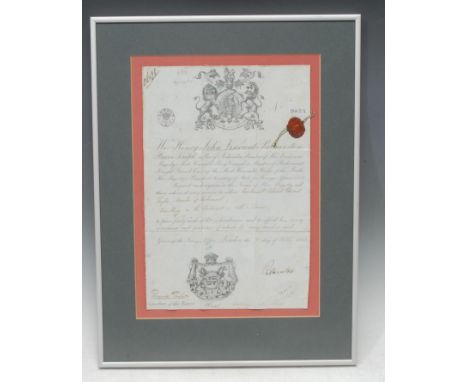 Ephemera - Ireland, Anglo-Irish Protestant Ascendancy - a mid-19th century British passport, No. 9855, for Lieutenant-Colonel